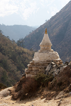 在西藏古老的佛塔；Himalayas；尼泊爾