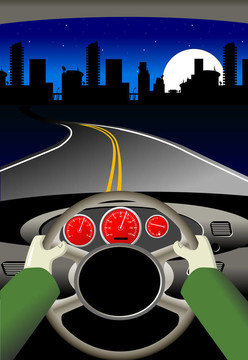 夜間道路旅行