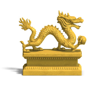 黃金中國龍雕像