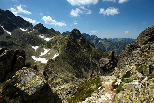 在山峰間行走的小路