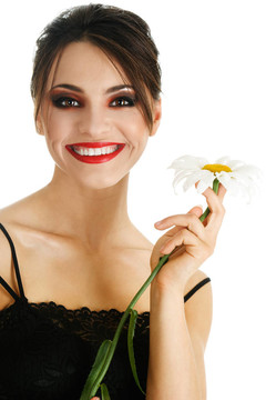 美麗的女人與daisy flower
