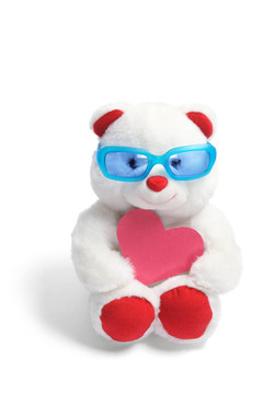 Teddy Bear與太陽鏡和愛的心