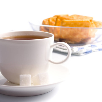一杯茶；糖和餅干