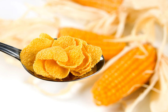勺子里的玉米麥片