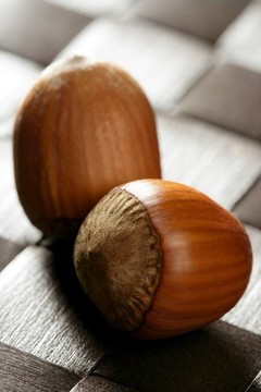 美味的榛子；宏觀細(xì)節(jié)；溫暖的金色光
