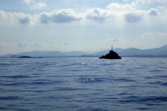 早晨的地中海藍(lán)色的海景；西班牙