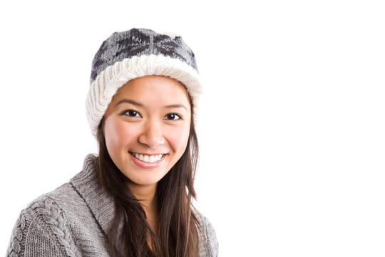 美麗快樂的冬季亞洲女人