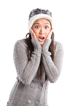 驚訝美麗的亞洲女人