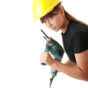 年輕女子建設(shè)者鉆機(jī)