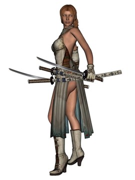 隨著戰(zhàn)斗的武士刀的女人