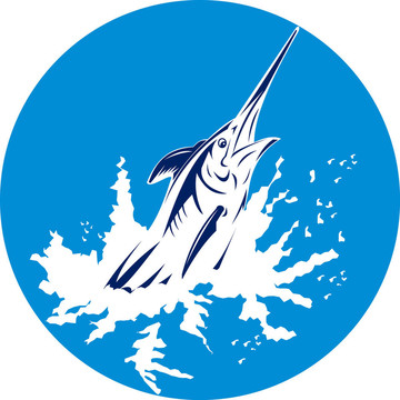 藍(lán)馬林魚跳出水面