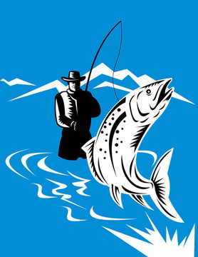 飛行漁夫捕鱒魚