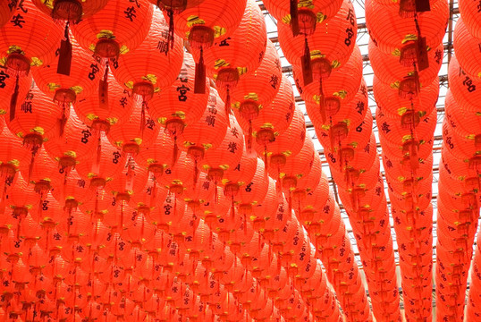 紅色和美麗的中國(guó)燈籠