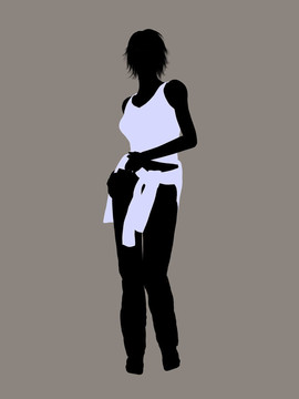 女性休閑插畫剪影