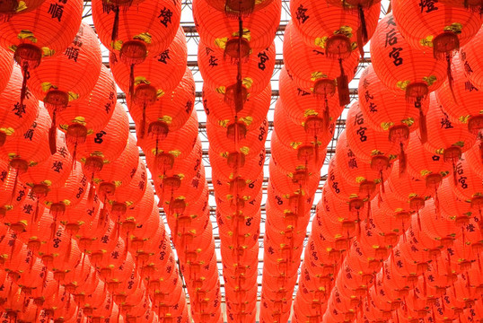 紅色和美麗的中國(guó)燈籠