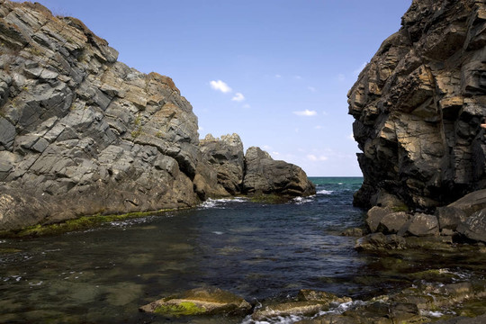 對silistar巖石海岸；保加利亞；黑海
