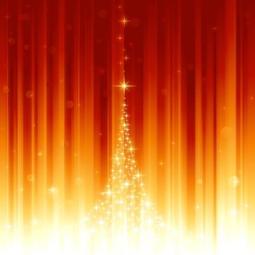 神奇的圣誕樹和離焦光點(diǎn)在垂直的紅色金色條紋