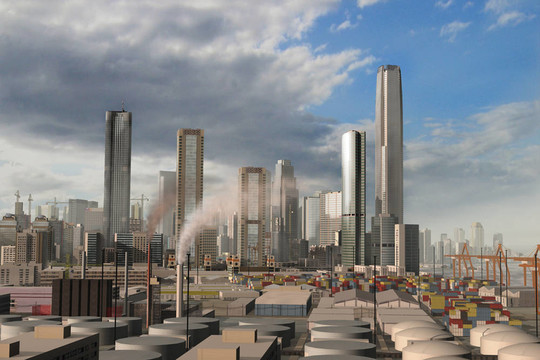假想城市插畫(huà)的3D模型