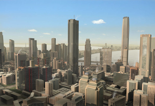 假想城市插畫(huà)的3D模型