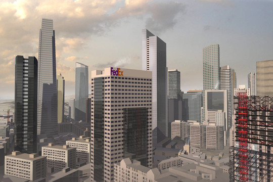 假想城市插畫(huà)的3D模型