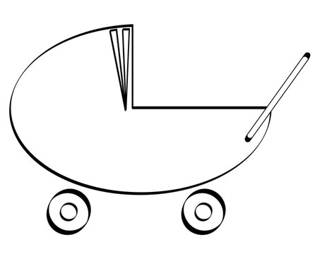 一個(gè)嬰兒的嬰兒車(chē)的輪廓圖