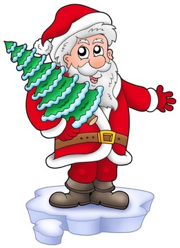 Santa與圣誕樹在冰山上
