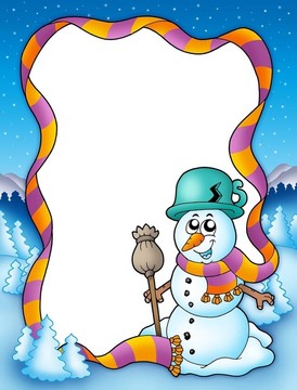 冬季框架與雪人和樹木