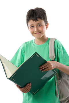 可愛的孩子讀一本書