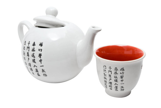 用象形文字在亞洲風(fēng)格的茶具