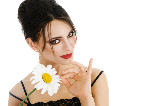 美麗的女人與daisy flower