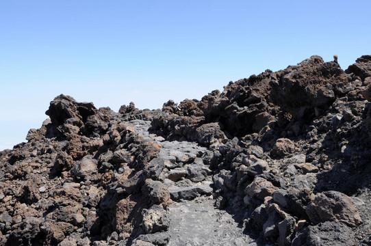 在熔巖場路徑上泰德火山；特內(nèi)里費(fèi)西班牙