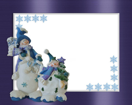 圣誕雪人邊框藍(lán)色飾品