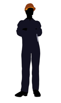男建筑工人插畫剪影