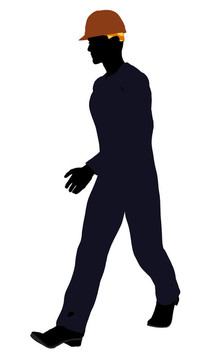 男建筑工人插畫剪影
