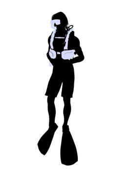 男性潛水員插圖剪影