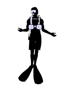 男性潛水員插圖剪影