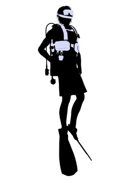 男性潛水員插圖剪影