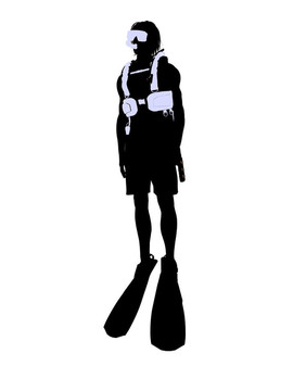 男性潛水員插圖剪影