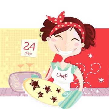 女人正在做圣誕餅干