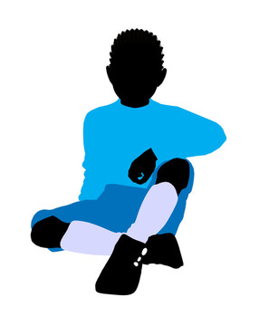 非洲裔男孩插畫(huà)剪影
