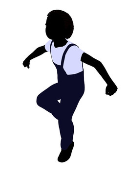 非洲裔男孩插畫剪影