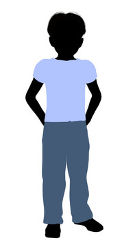 高加索男孩插圖剪影