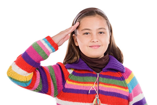 美麗的女孩做一個(gè)軍事致敬