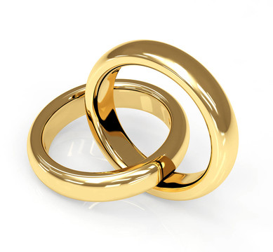 兩個(gè)3D黃金結(jié)婚戒指