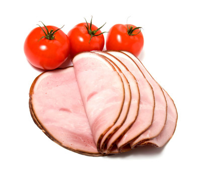 白底熏肉切片