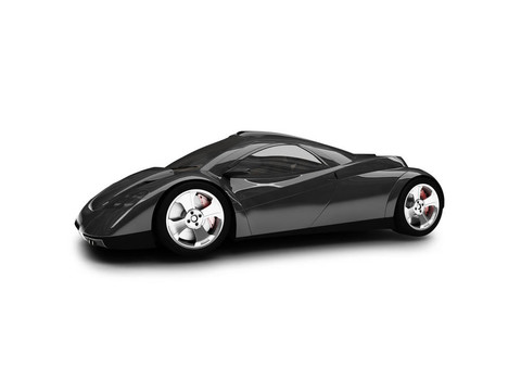 孤立的黑色超級(jí)汽車前視圖02
