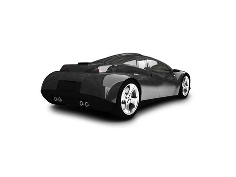 孤立的黑色超級汽車倒車視圖01