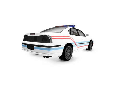 隔離的警察白色轎車后視圖02