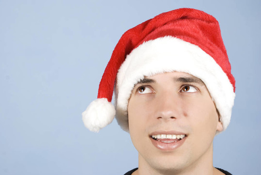 Santa男子抬頭看