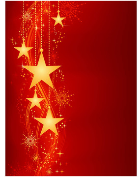 金色的星星掛在紅色背景與grunge元素